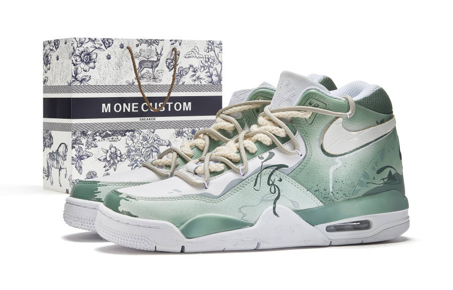 Nike Nike Flight Legacy Tone Value Boundary, Oriental Longjing, Box Mid top Vintage Basketball Shoes Unisex Green White