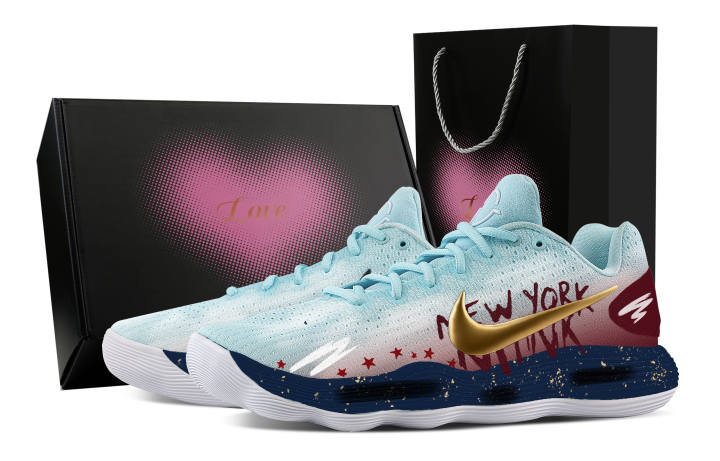 Nike Nike Hyperdunk 2017 Champion Starry Sky, Heart Box Cushioning Coverage Support Low top Basketball Shoes Men's Blue Red