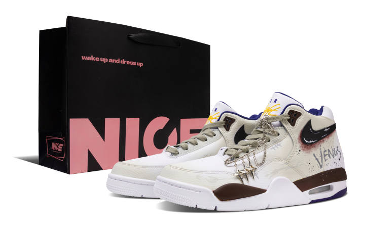 Nike Nike Flight Legacy Forbidden Ground Slip Resistant Abrasion Resistant Mid top Vintage Basketball Shoes Men's Ecru