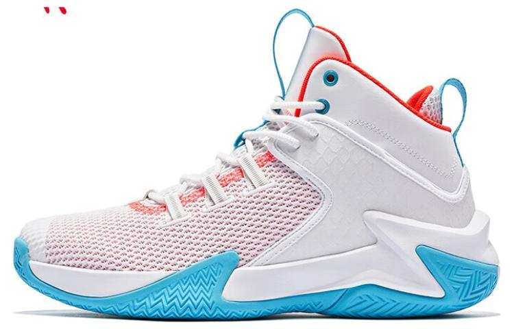 QIAODAN High top Basketball Shoes Men's White Blue