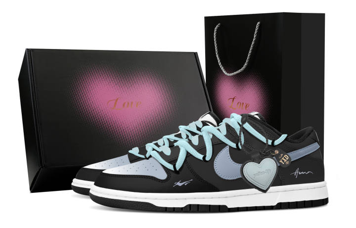 Nike Nike Dunk Retro Starry Bond Heart Box Abrasion Resistant Low top Skateboard Shoes Men's Black Blue