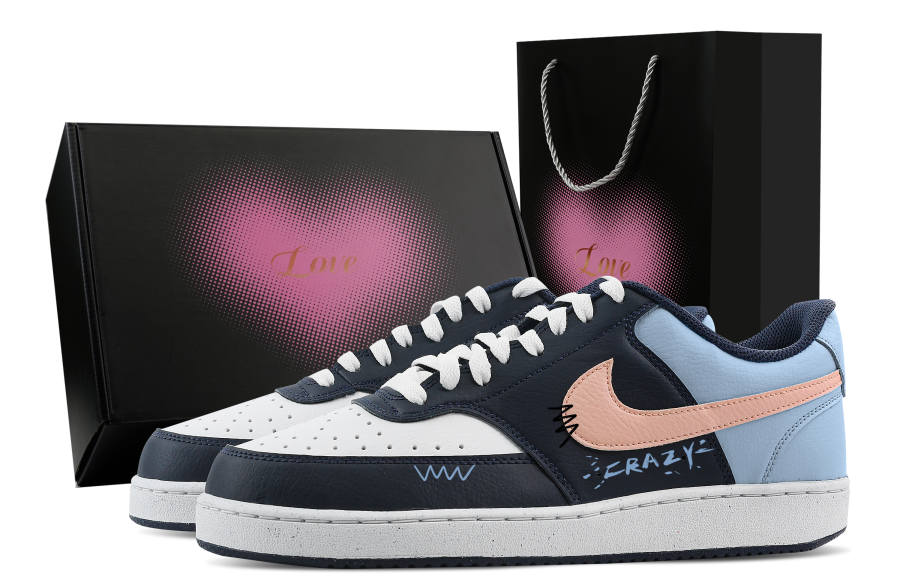 Nike Nike Court Vision Low Wild Tide Light Blue, Heart Box Synthetic Leather Low top Training Shoes Men's Blue