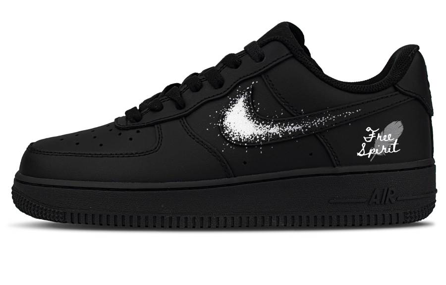 Nike Nike Air Force 1 Dark Night Wing Abrasion Resistant Abrasion Resistant Low top Skateboard Shoes Women's Black White