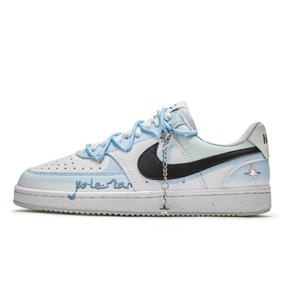 Nike Nike Court Vision 1 Freedom Panda, Polaris Slip Resistant Abrasion Resistant Low top Skateboard Shoes Men's Blue White