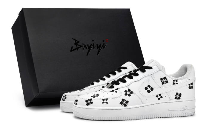 Nike Nike Air Force 1 Slip Resistant Abrasion Resistant Low top Skateboard Shoes Unisex Black White