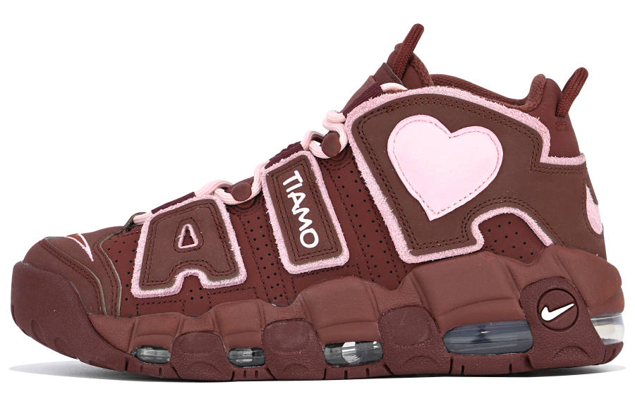 Nike Nike Air More Uptempo Abrasion Resistant Abrasion Resistant Mid top Vintage Basketball Shoes Women's Brown Pink