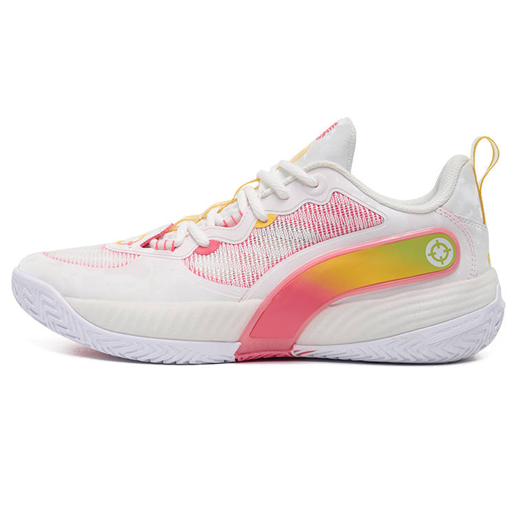 RIGORER Cutting Basketball Shoes Unisex Low Top Precision White/Lemon/Peach Pink