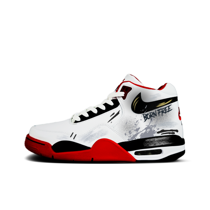 Nike Nike Flight Legacy Gray Graffiti Abrasion Resistant Mid top Vintage Basketball Shoes Unisex