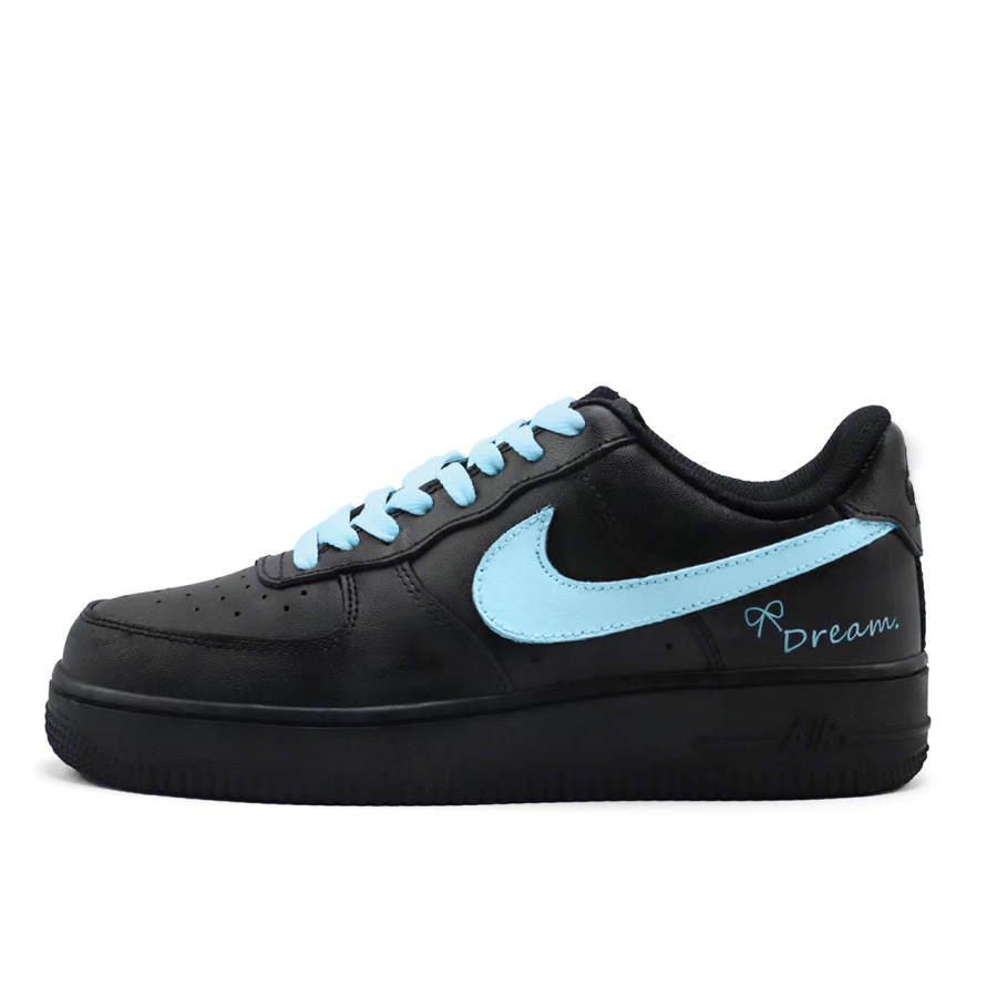 Nike Nike Air Force 1 Black Chocolate Cream Abrasion Resistant Low top Skateboard Shoes Women's Blue Black