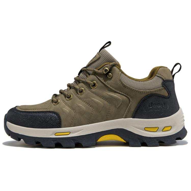 Jeep Comfortable Slip Resistant Abrasion Resistant Low top Hiking Shoes Men's Khaki