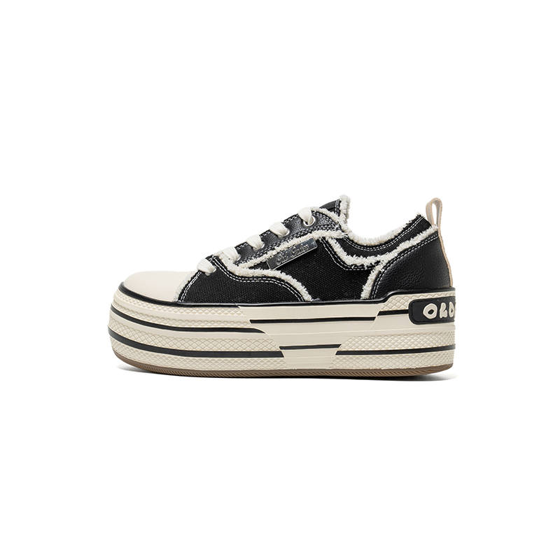 OLD ORDER Canvas High Abrasion Resistant Height Increasing Low top Canvas Shoes Unisex Black