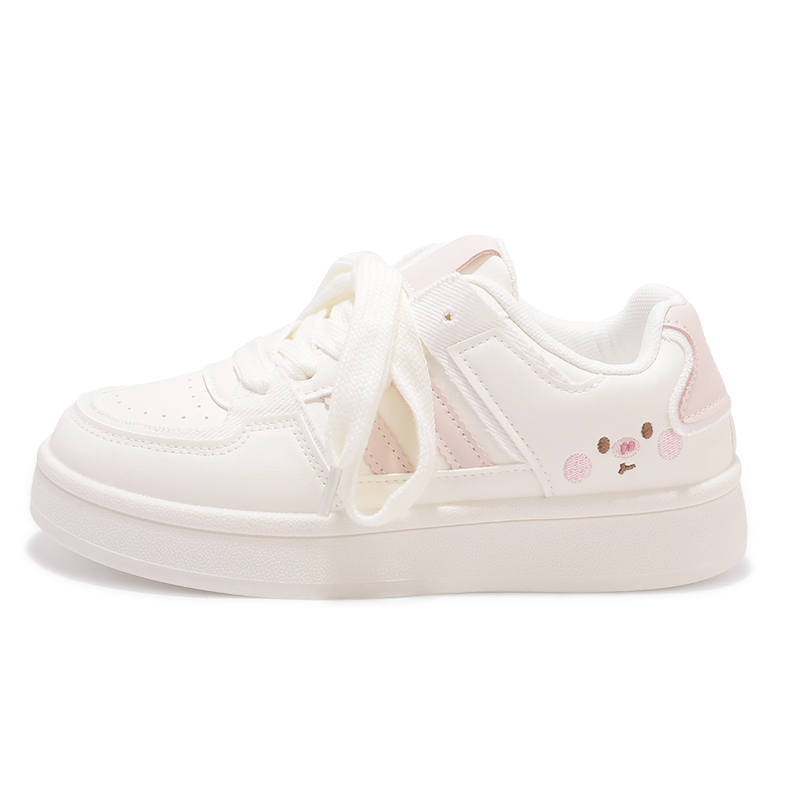 JIONGSEN Abrasion Resistant Coverage Abrasion Resistant Coverage Low top Skateboard Shoes Women's White Pink