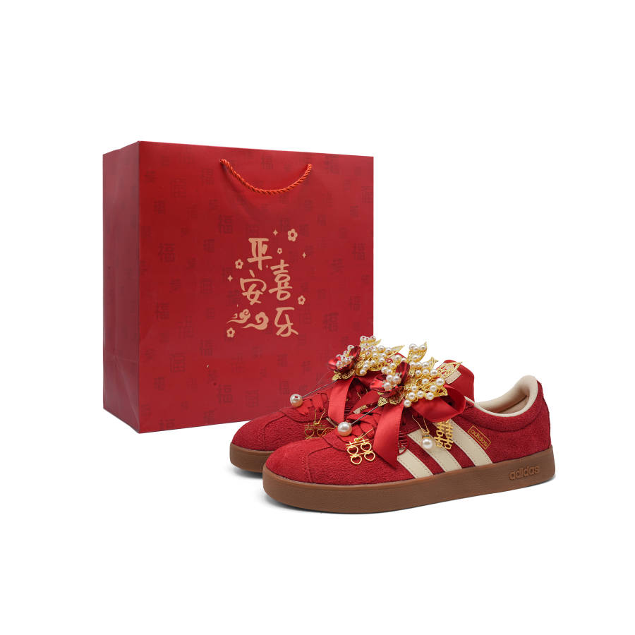 Adidas Adidas Vl Court Classic Height Increasing Low top Skateboard Shoes Unisex Red