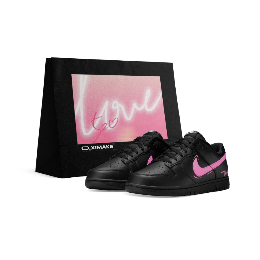 Nike Nike Dunk Abrasion Resistant Breathable Low top Skateboard Shoes Unisex Black Pink
