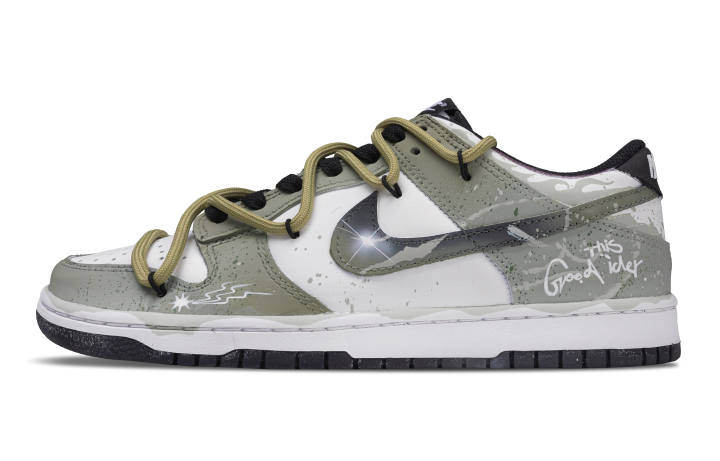 Nike Nike Dunk Abrasion Resistant Abrasion Resistant Low top Skateboard Shoes Unisex Black White Green