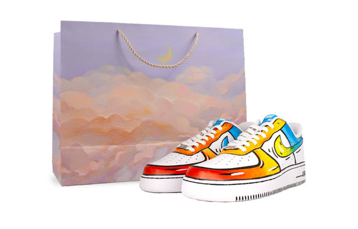 Nike Nike Air Force 1 Slip Resistant Abrasion Resistant Low top Skateboard Shoes Unisex White Orange Yellow Blue
