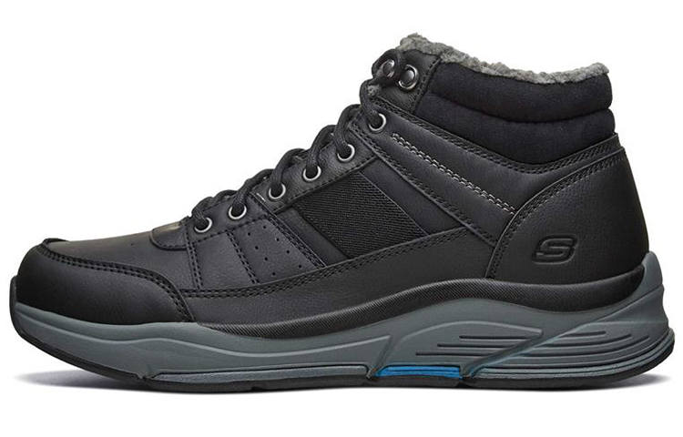 Skechers Benago Canvas, Textile, Synthetic Leather Mid top Skateboard Shoes Men's Black