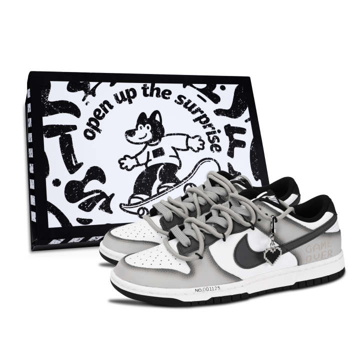 Nike Nike Dunk Game Over Abrasion Resistant Abrasion Resistant Low top Skateboard Shoes Unisex Black White