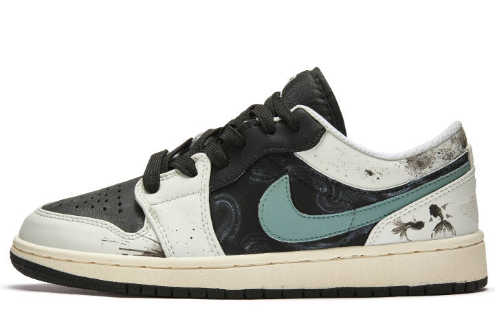 Jordan Jordan Air Jordan 1 ADCDAVINCI Custom, Playful Fish Leather Slip Resistant Slip Resistant Low top