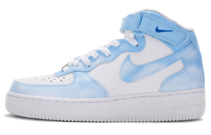 Nike Nike Air Force 1 Air Force 1 Leather Mid top Skateboard Shoes Men's Blue White