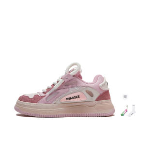 BUABOKE SKATER Macaron Collection Abrasion Resistant Slip Resistant Low top Day Shift Skateboard Shoes Unisex Pink