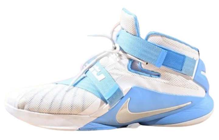 Nike Nike LeBron Soldier 9 Abrasion Resistant Mid top Basketball Shoes Men's Light Blue White