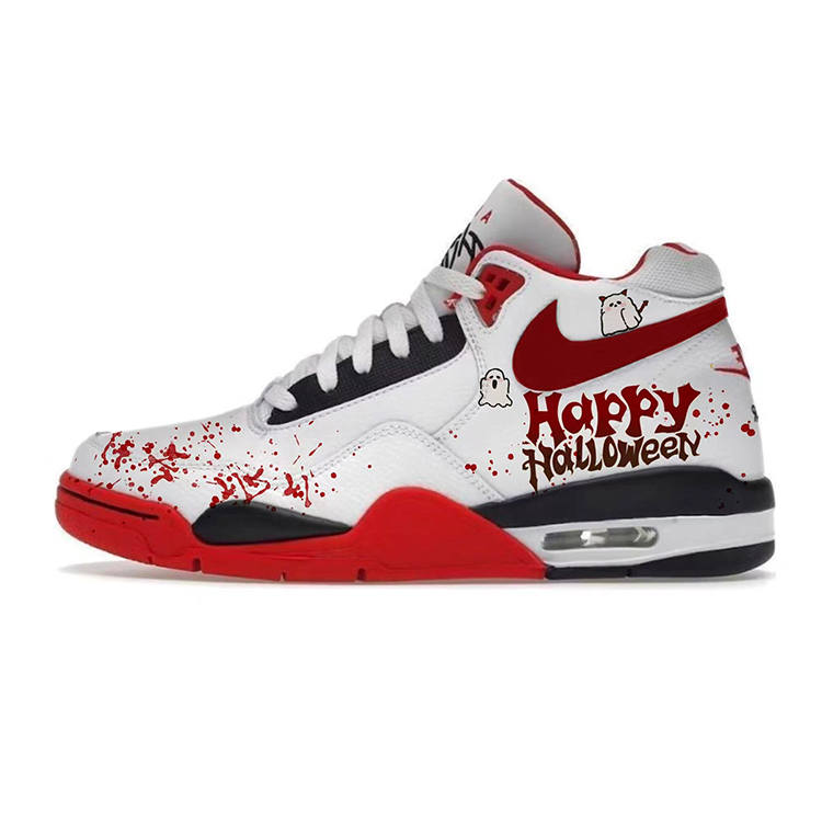 Nike Nike Flight Legacy Synthetic Leather Cushioning Mid top Vintage Basketball Shoes Unisex Black White Red