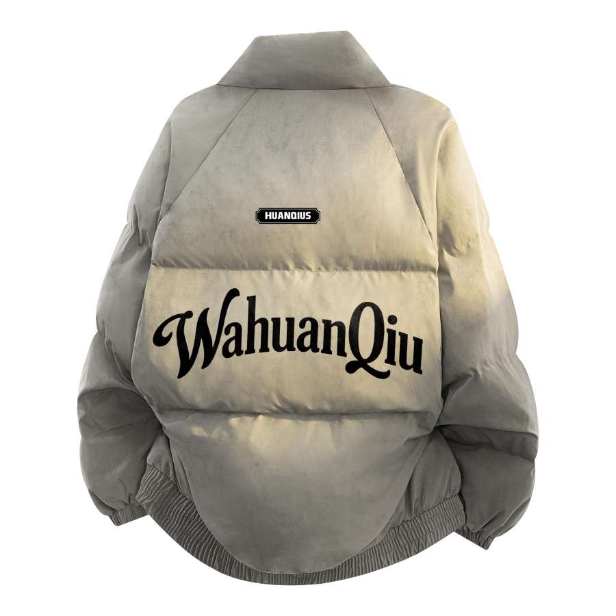 HUANQIU Puffer Jackets Unisex Stand Collar Thickened Padded Puffer Jacket