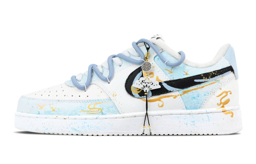 Nike Nike Court Vision 1 Dragon Soaring Into The Clouds Anti Slip Wear Resistant Low Top Skateboard Shoes Men's Blue