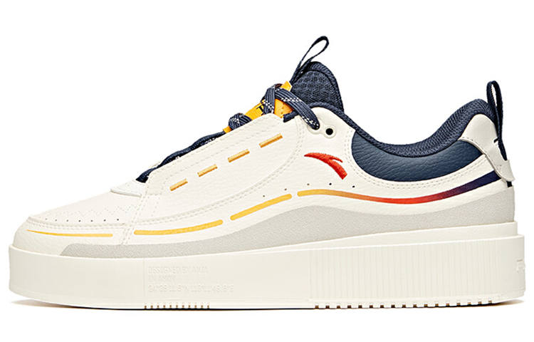 Anta Life Collection Synthetic Leather Slip Resistant Abrasion Resistant Low top Skateboard Shoes Men's White Blue Gray