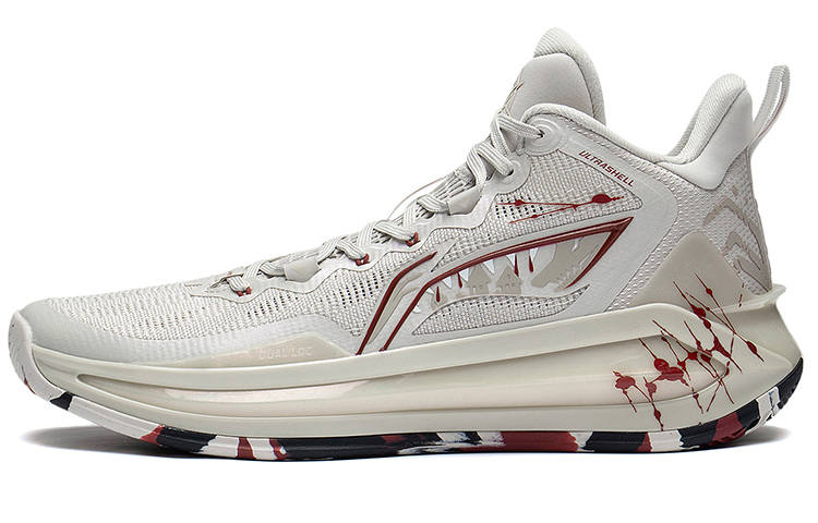 Li-Ning Li Ning Liren 3 BOOM Technology Slip Resistant Support Rebound Mid top BOOM Technology Basketball Shoes Men's Gray Red