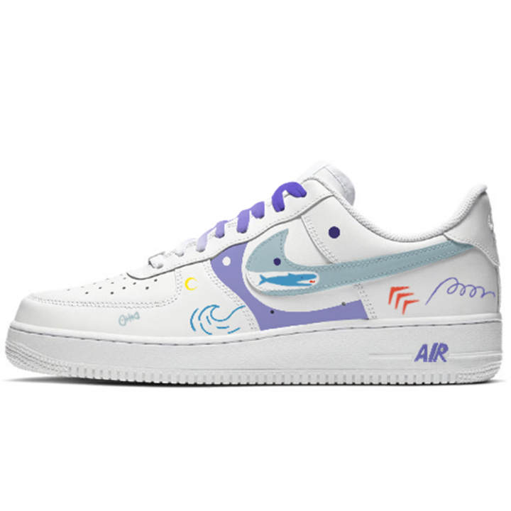 Nike Nike Air Force 1 Abrasion Resistant Slip Resistant Low top Skateboard Shoes Unisex Blue White
