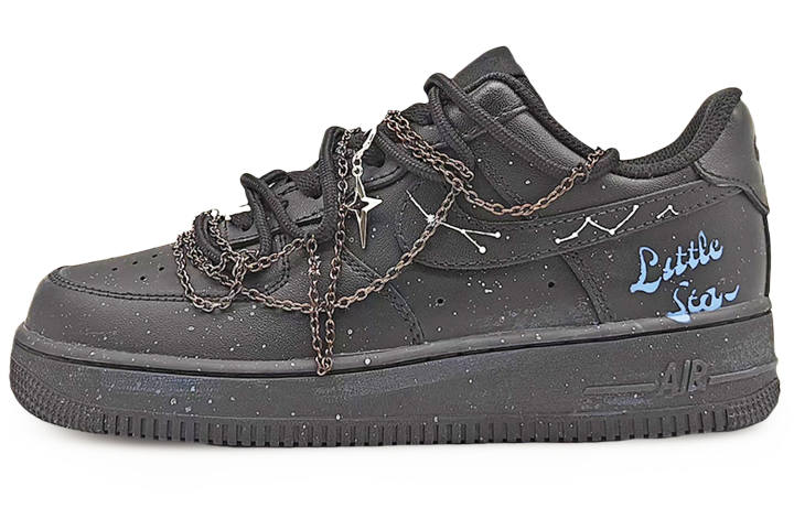Nike Nike Air Force 1 Coverage Abrasion Resistant Low top Skateboard Shoes Unisex Black