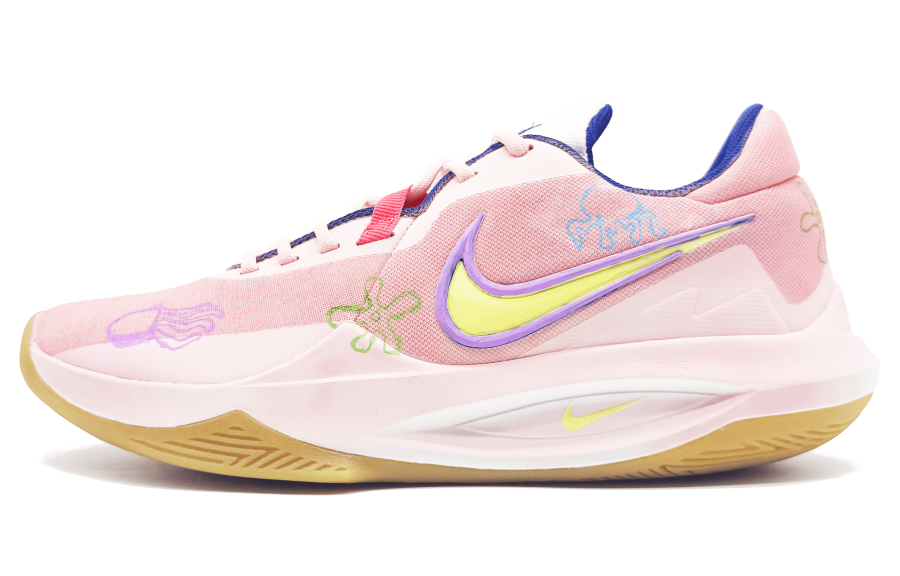 Nike Nike Precision 6 Abrasion Resistant Low top Basketball Shoes Men's Pink Yellow