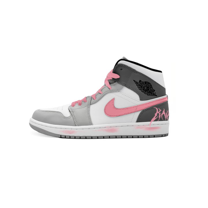Jordan Jordan Air Jordan 1 Phantom Pink Synthetic Leather, Split Cow Leather, Leather Cushioning Mid top