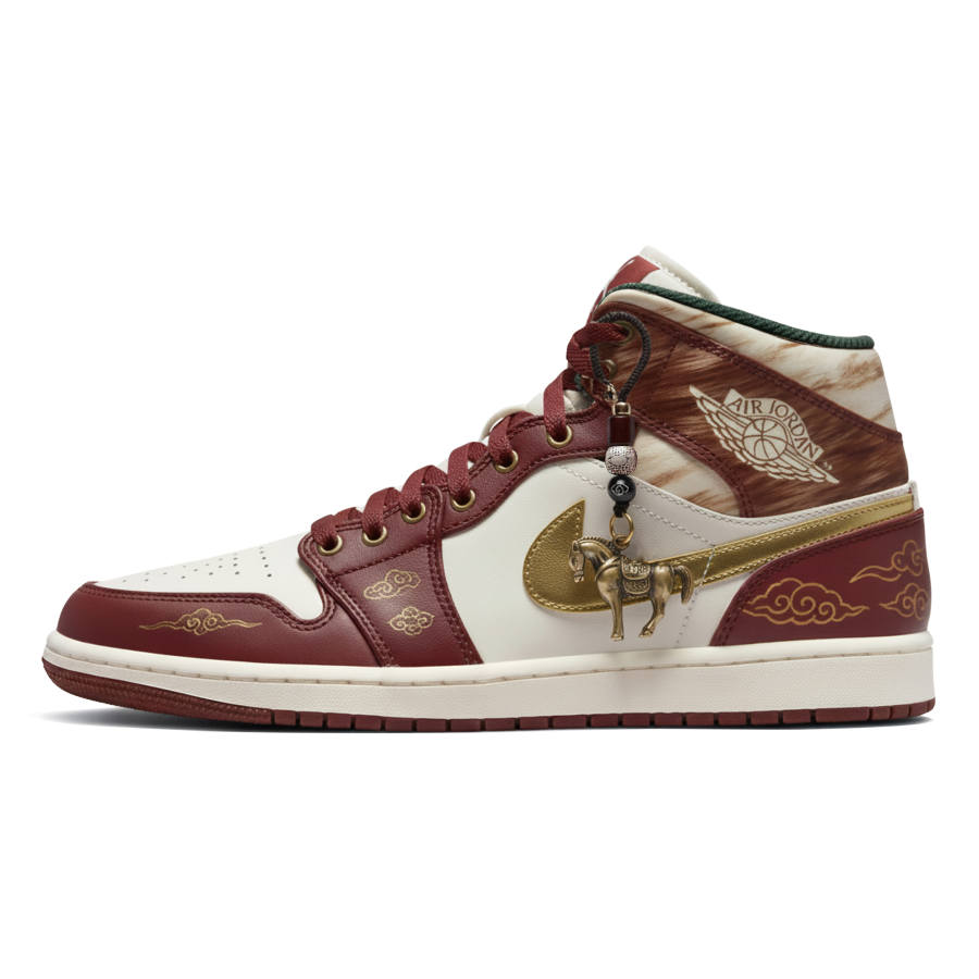 Jordan Jordan Air Jordan 1 Triple Lab, Golden Horse, Year Of The Horse, Classic And Versatile Abrasion Resistant Mid top