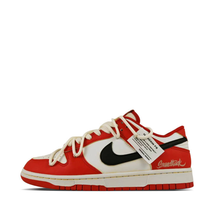 Nike Nike Dunk Distressed Chicago Abrasion Resistant Abrasion Resistant Low top Skateboard Shoes Unisex Ecru Black Red