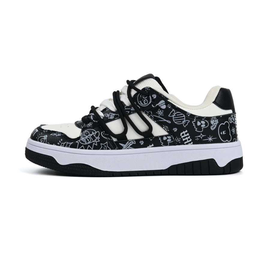 UNNCC Low top Skateboard Shoes Unisex Black White