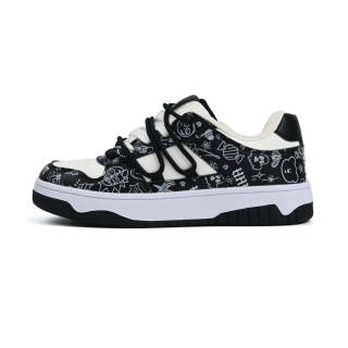 UNNCC Low top Skateboard Shoes Unisex Black White