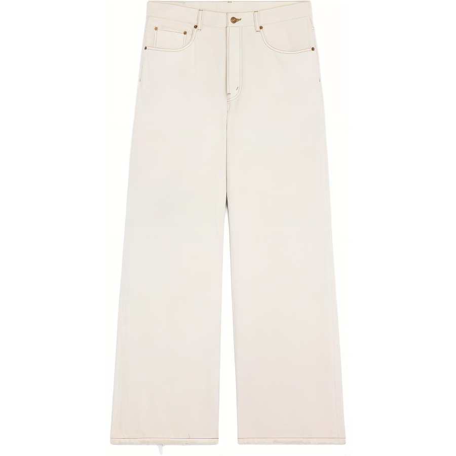 CELINE Jeans Men's Faded White Moderate Wide Leg Pants