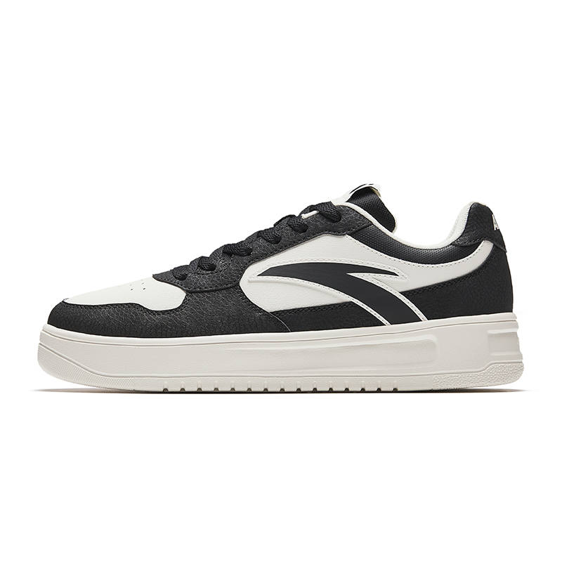 Anta Height Increasing Abrasion Resistant Lightweight Slip Resistant Low top Skateboard Shoes Men's Black White
