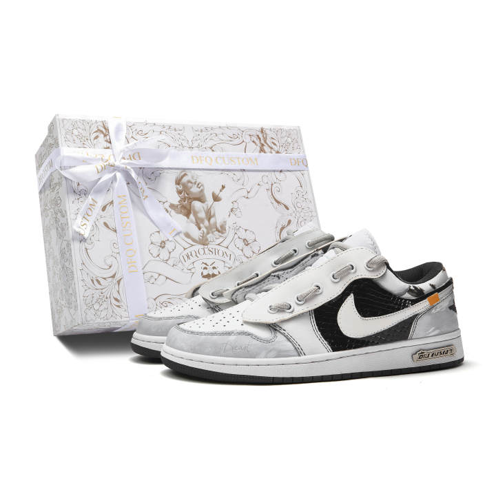 Jordan Jordan Air Jordan 1 Da Vinci Custom, Box, Ideogram Steel Engraved Cushioning Slip Resistant Cushioning Slip Resistant