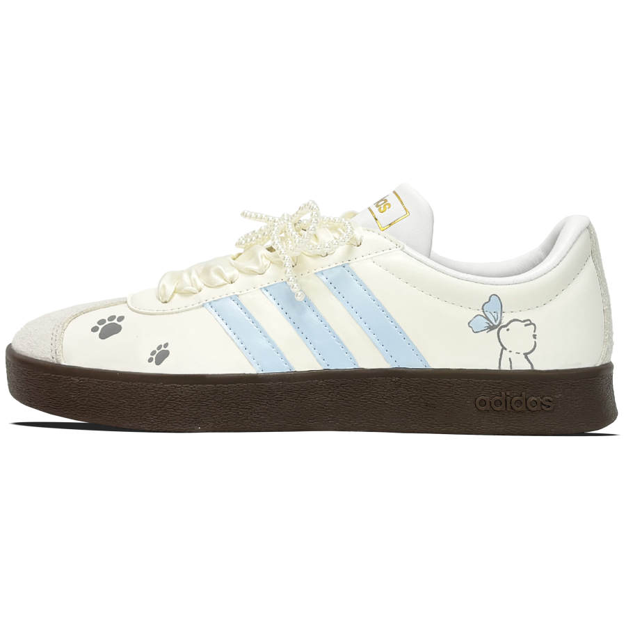 Adidas Adidas VL COURT 2.0 Slip Resistant Slip Resistant Low top Skateboard Shoes Unisex Beige Blue