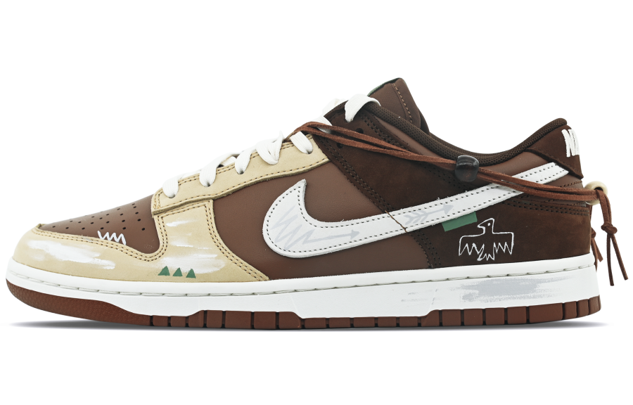 Nike Nike Dunk Slip Resistant Slip Resistant Low top Skateboard Shoes Unisex White Brown