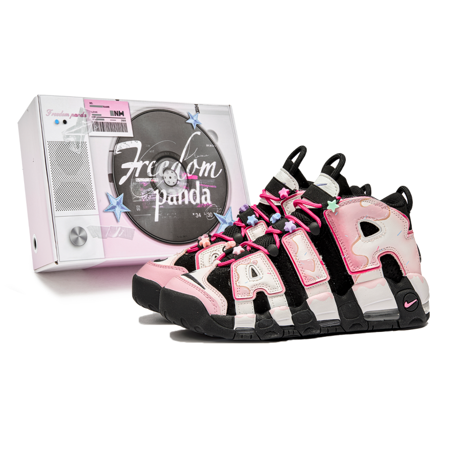Nike Nike Air More Uptempo Freedom Panda, Box, Strawberry Donut Cushioning Abrasion Resistant Cushioning, Wear Resistant