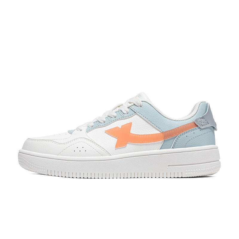 XTEP Coverage Slip Resistant Low top Skateboard Shoes Women's Sail White Snow Mist Green Peach Orange
