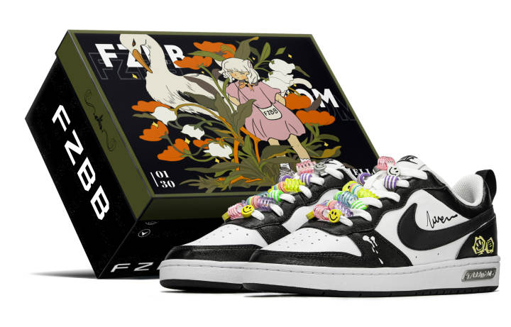 Nike Nike Court Borough Low top Skateboard Shoes GS Black White Yellow