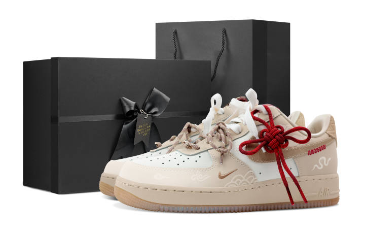 Nike Nike Air Force 1 Slip Resistant Abrasion Resistant Low top Skateboard Shoes Women's Beige Brown