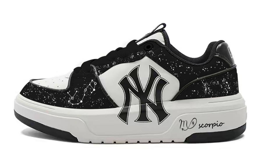 MLB Chunky Liner Starry Night Scorpio Pu Abrasion Resistant Slip Resistant Low top Skateboard Shoes Unisex Black White