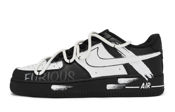 Nike Nike Air Force 1 07 811 Manufacturing, Angry Mood Low top Skateboard Shoes Men's Black White